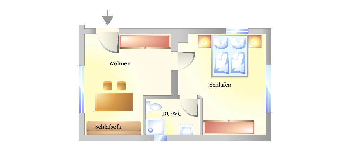 Grundriss Appartment 1